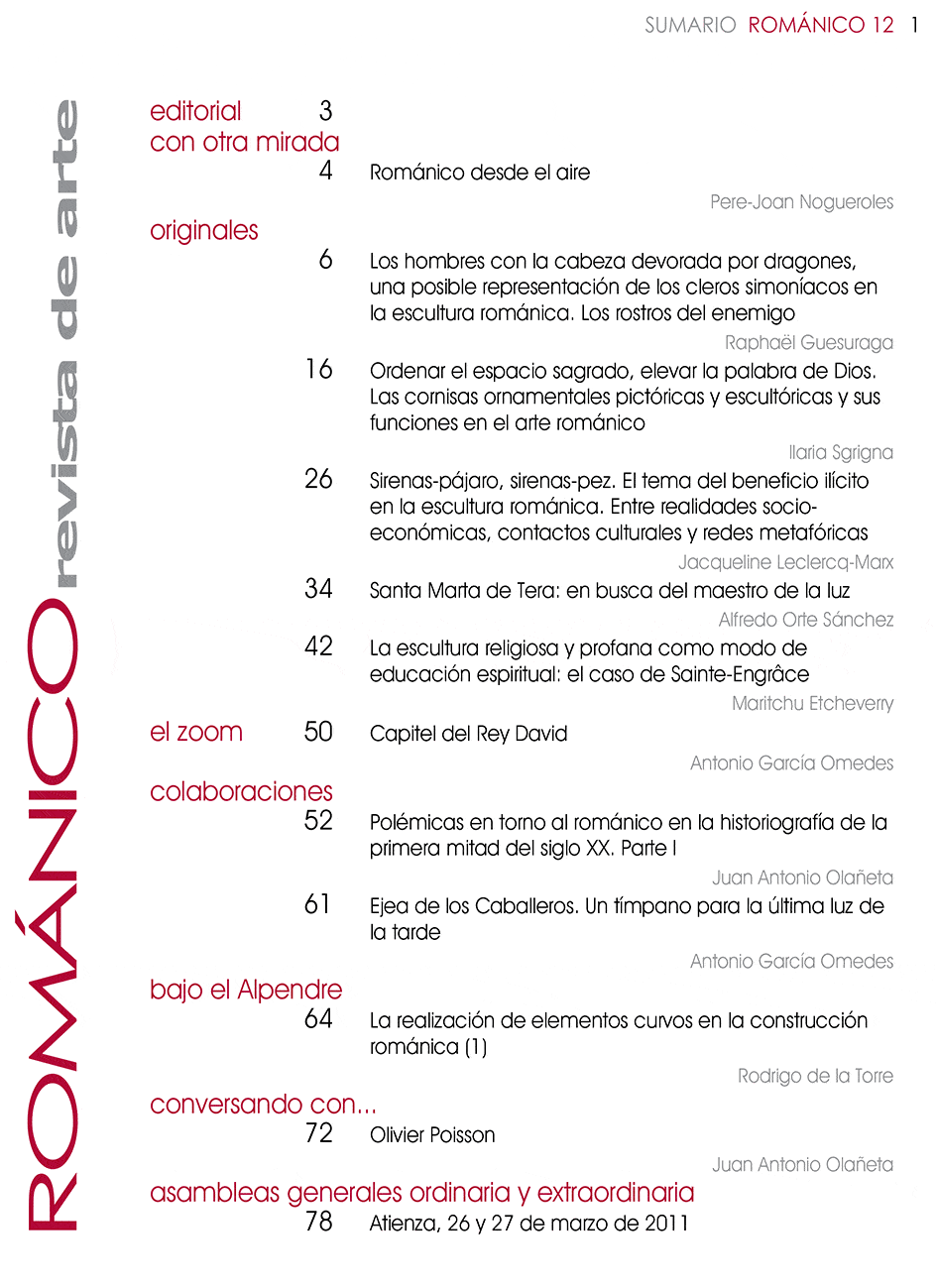 Indice de Contenidos Revista Amigos del Románico Nº12