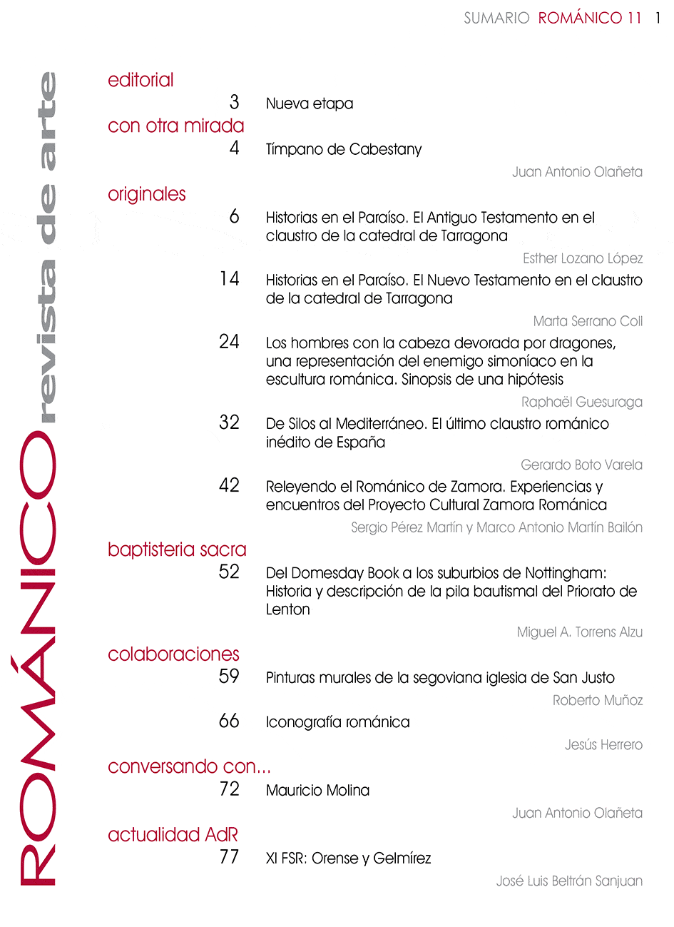 Indice de Contenidos Revista Amigos del Románico Nº11