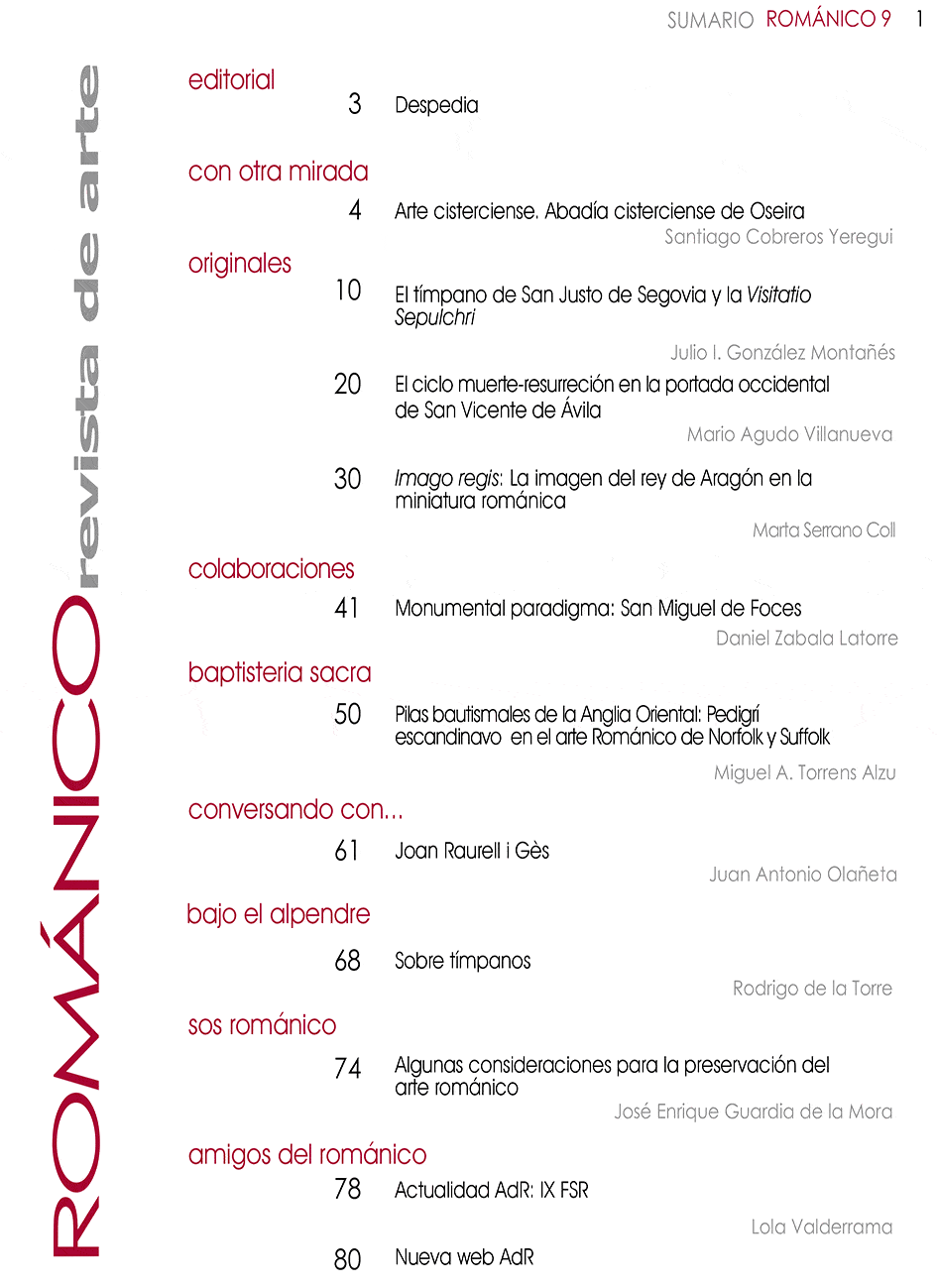 Indice de Contenidos Revista Amigos del Románico Nº9