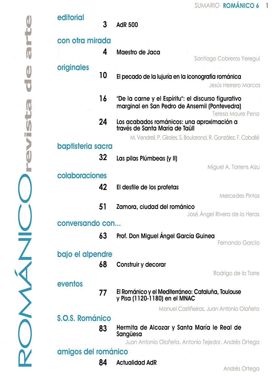 Indice de Contenidos Revista Amigos del Románico Nº6