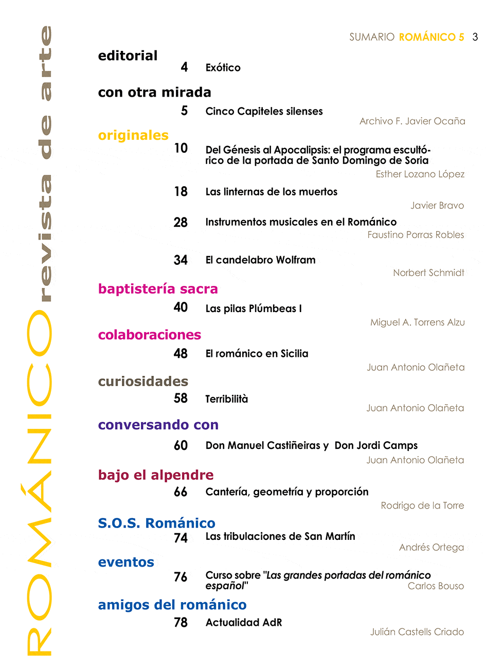 Indice de Contenidos Revista Amigos del Románico Nº5