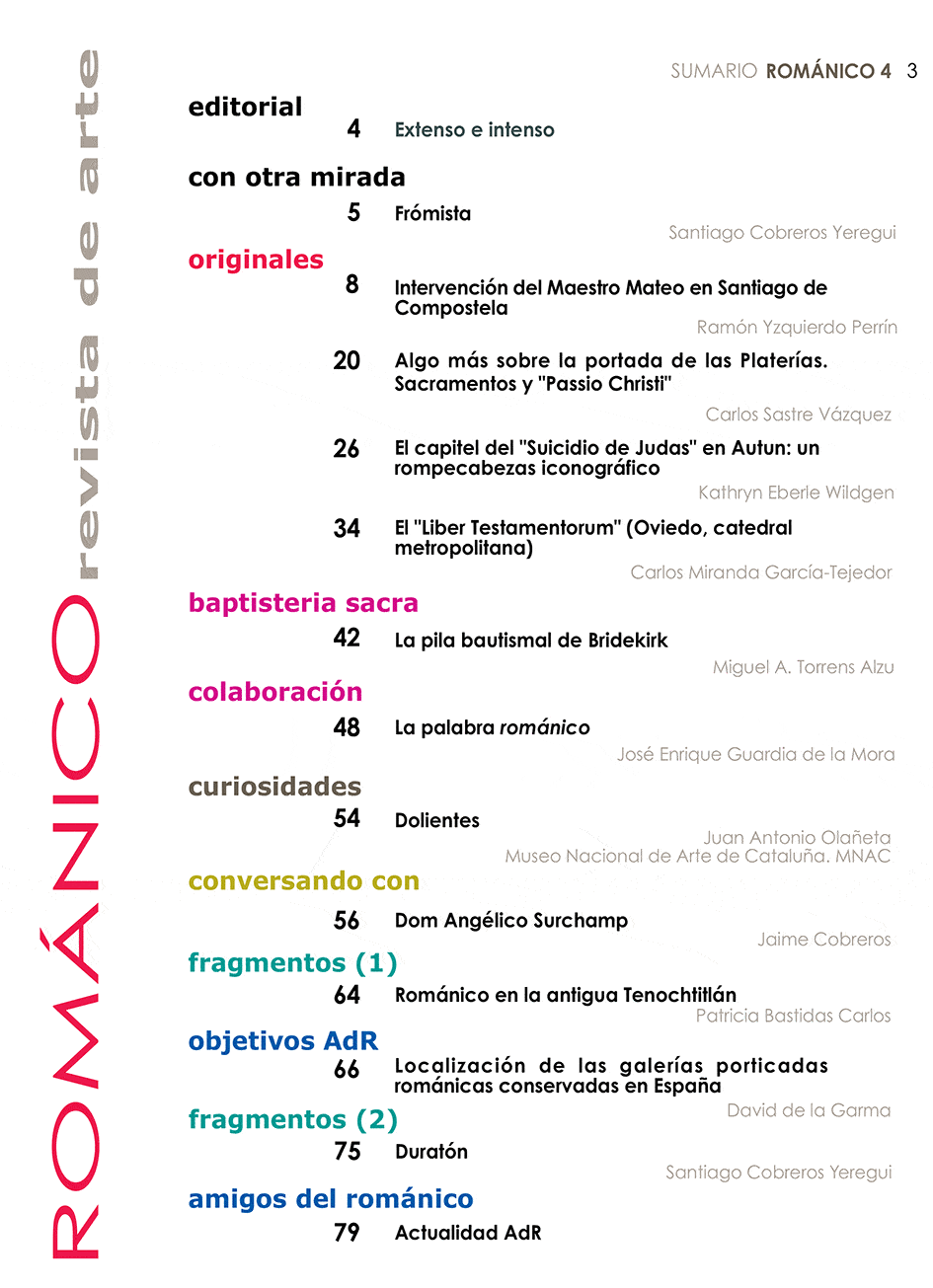 Indice de Contenidos Revista Amigos del Románico Nº4