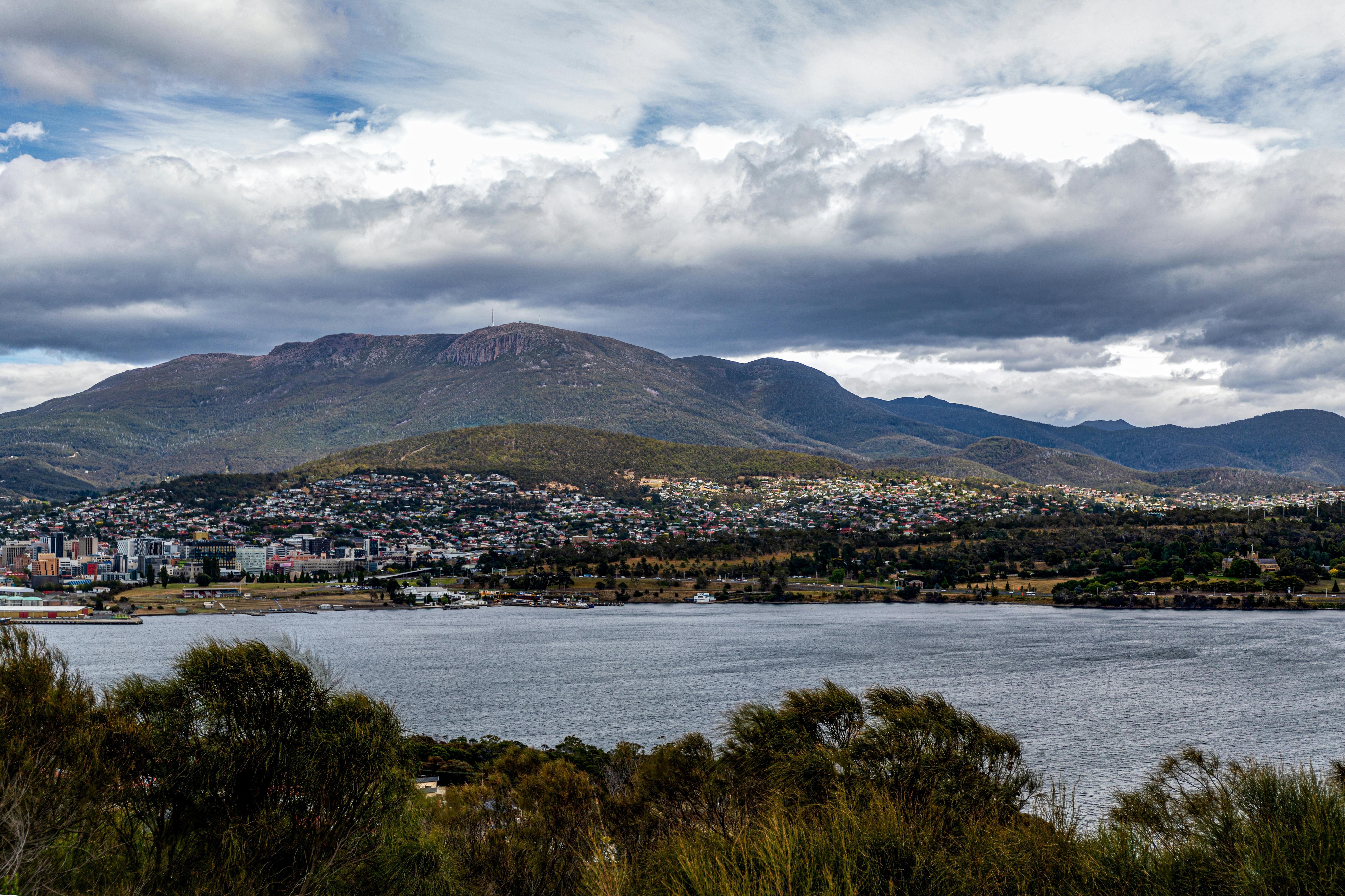 Hobart som sett fra Rosny Hill Lookout, Tasmania