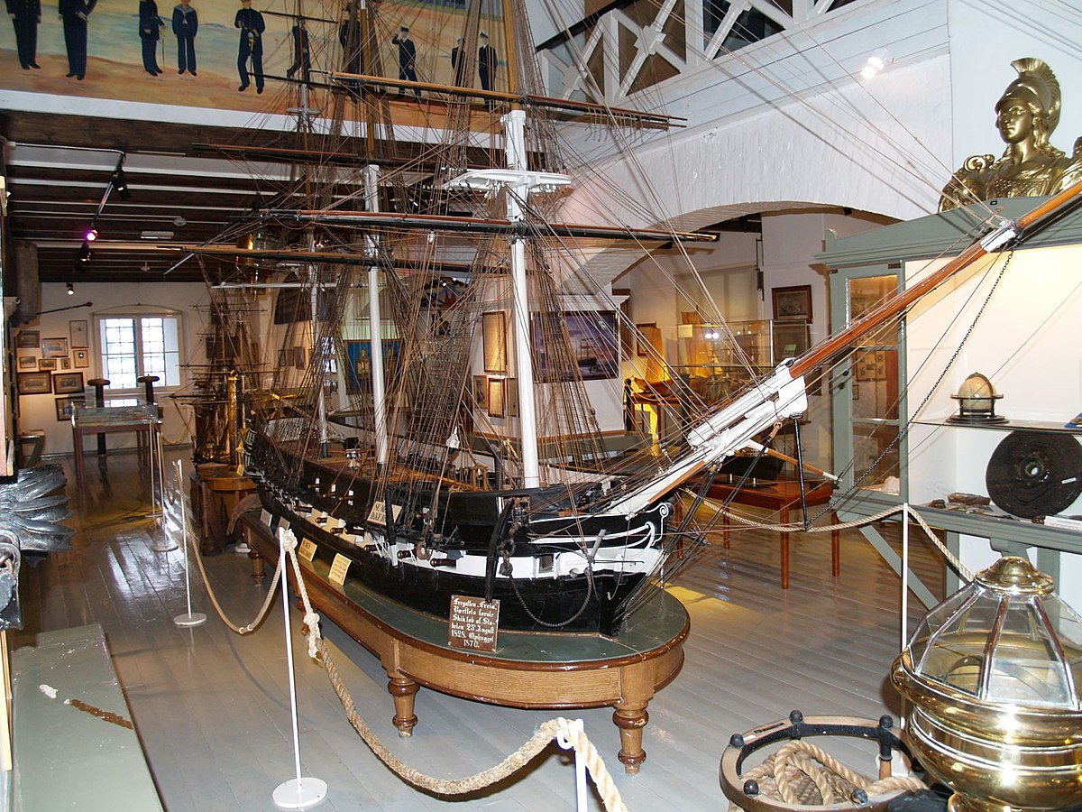Modell av et skip på marinemuseet i Horten, Norge