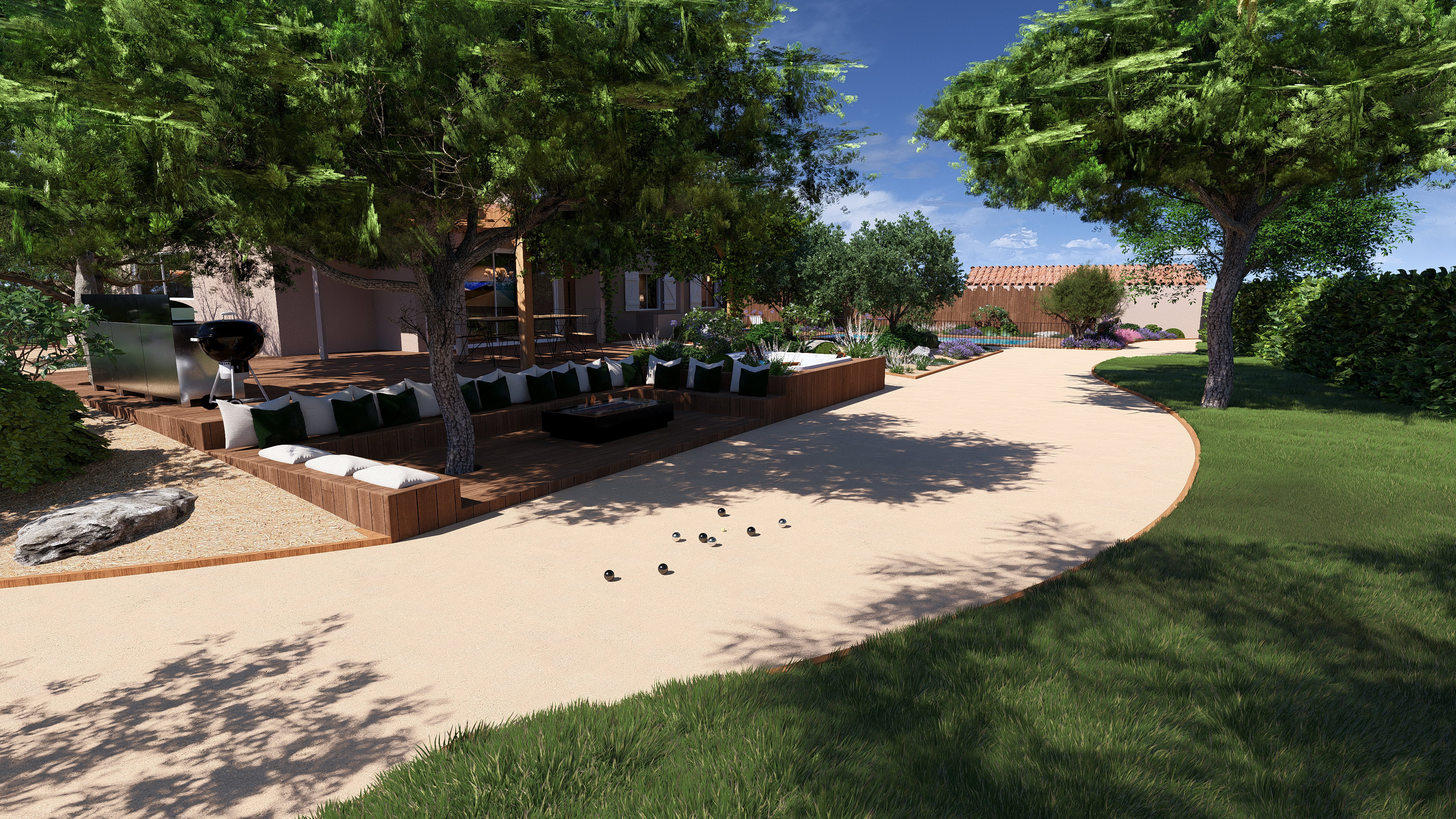 A path that serves as a pétanque ground