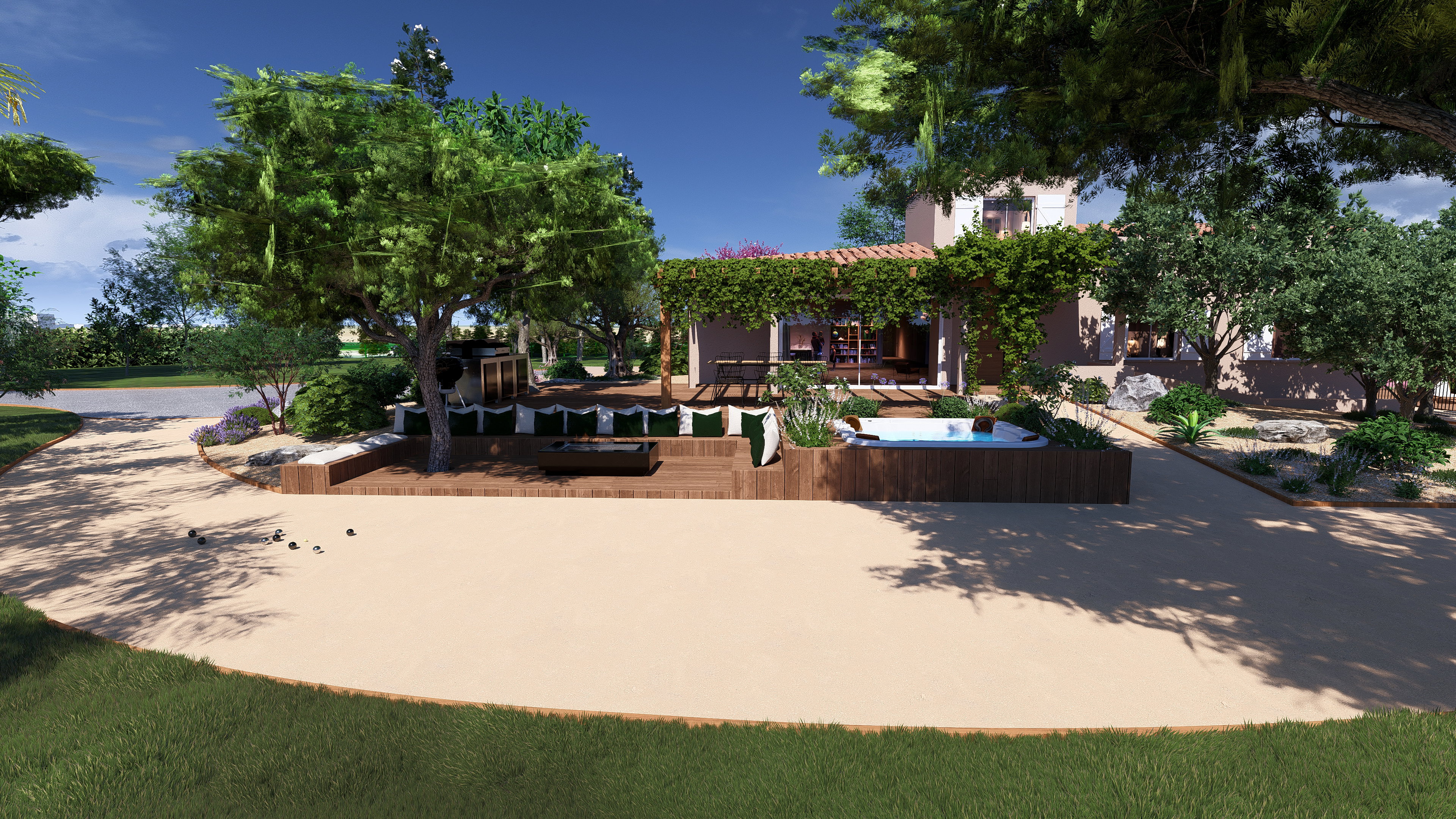 A path that serves as a pétanque ground