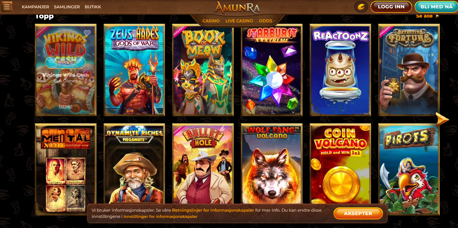 Bilde av spilleautomat siden til Amunra Casino