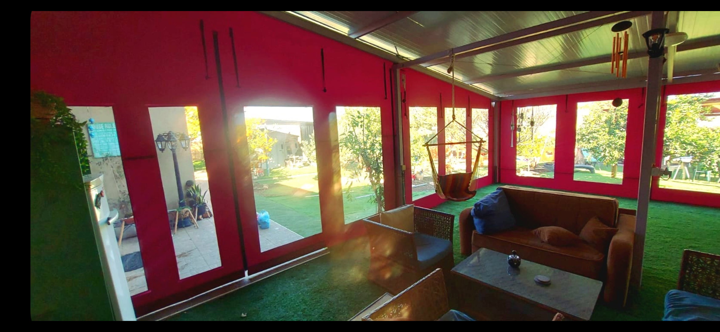 Tarpaulin costume made with transparent fabric