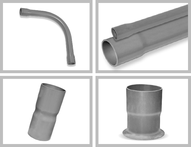 Pipes: black and gray plastic pipes