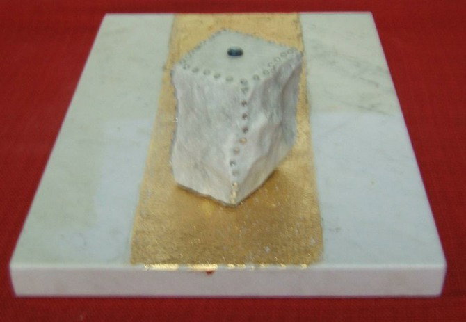May 1968 paved in Carrara marble set with emerald diamonds etc. on golden sand visible test in Switzerland 2009