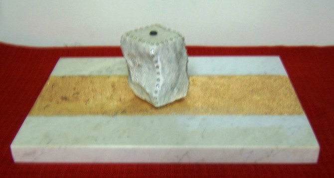 May 1968 paved in Carrara marble set with emerald diamonds etc. on golden sand visible test in Switzerland 2009