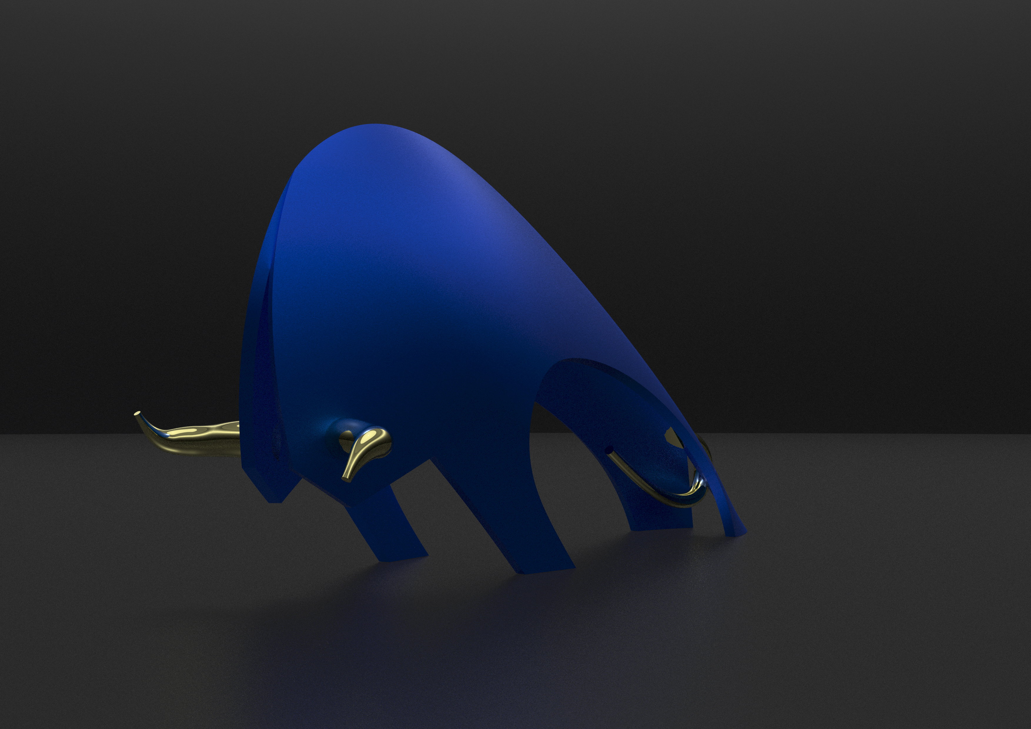 first bull study with blue Pla print